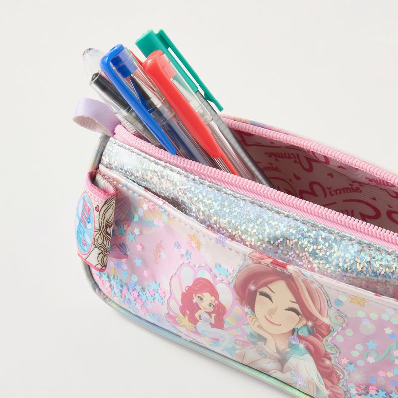 Minmie Mermaid-Pouch-1 Cmprt-Printed (Pvc) Pastel Purple \ 20X8X9 - Image 4
